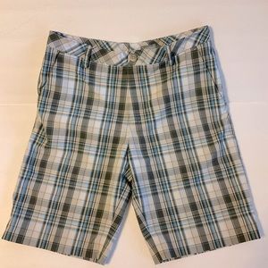 ASHWORTH Men's Plaid Gray & Aqua Golf Shorts Size 32